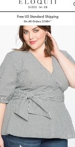 Eloquii Tops - Eloquii Gingham Wrap Top Eloquii Tops - Eloquii Gingham Wrap Top